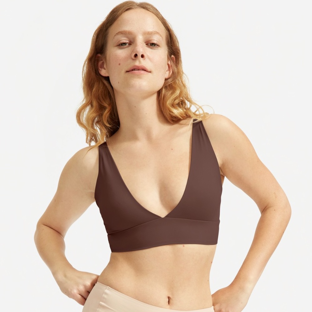 Everlane ReNew Deep V Bra, Brown Size S